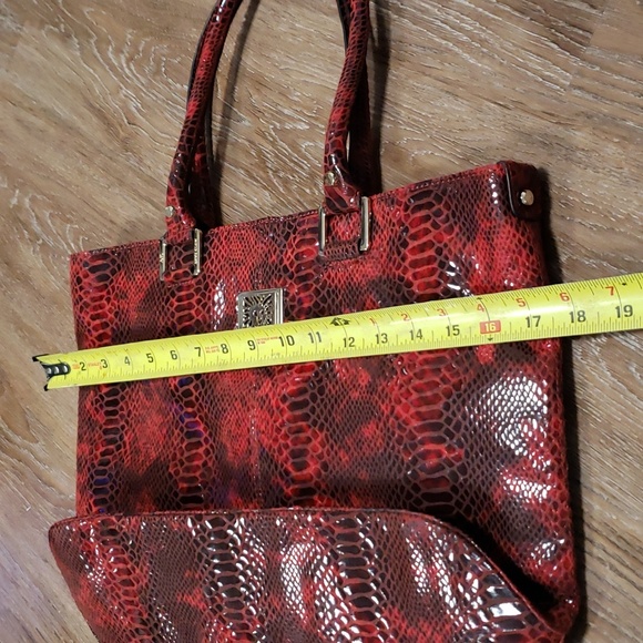Anne Klein Reptile Textured Large Shoulder Bag / Tote Retro Soft Travel Storage - Picture 4 of 11